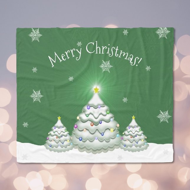 Polaire Couverture d'arbre de Noël vert (Green Christmas Tree Fleece Blanket)