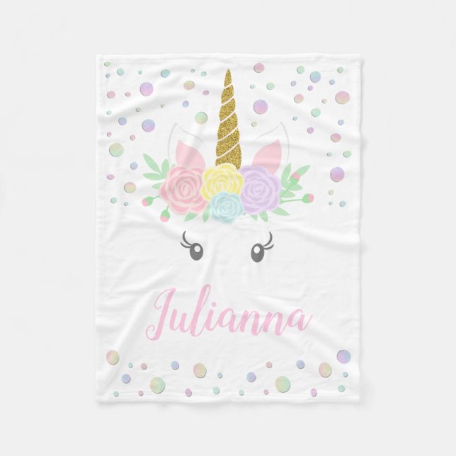 Polaire Couverture de bébé Unicorne personnalisée (Devant)
