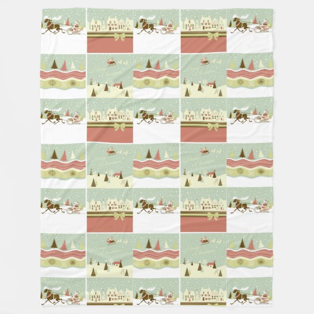 Polaire Couverture de collage de village de Noël de pays (Devant)