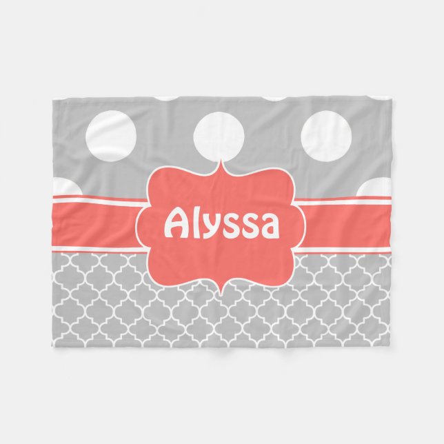 Polaire Couverture de corail grise de monogramme de (Devant (Horizontal))