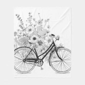 Polaire Couverture de dessin floral de bicyclette noire vi