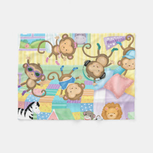 Polaire Couverture de flanelle de cinq petite singes