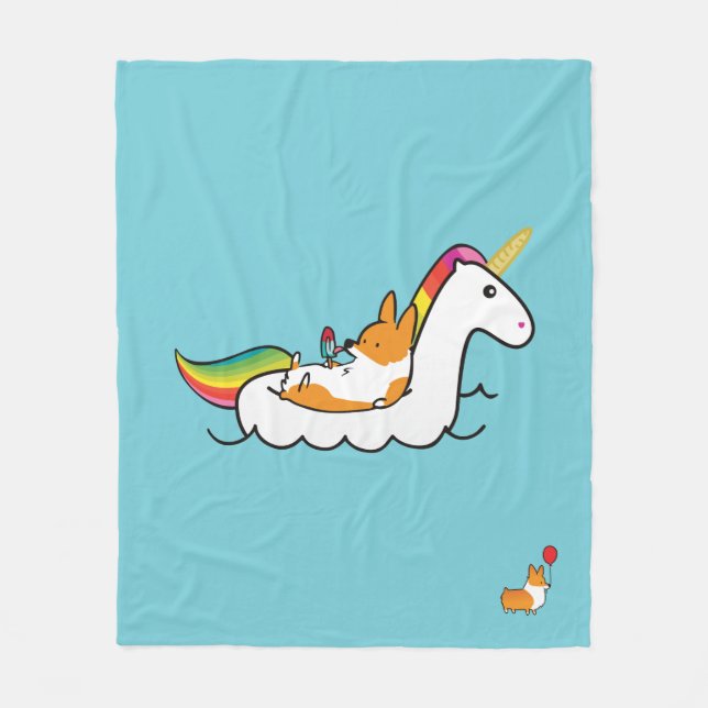 Polaire Couverture de Floatie de licorne de corgi (Devant)
