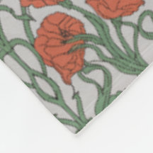 Couverture de jet Art Nouveau rouge poppy floral