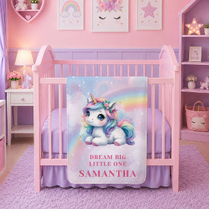 Polaire Couverture de naissance Licorne Rose Violet Annive