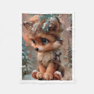 Polaire Couverture de neige de louveteau d'hiver mignon