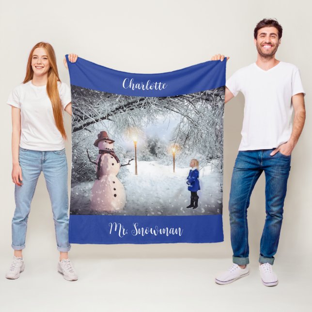 Polaire Couverture de Noël Bonhomme de Neige pour Enfant (En situation)