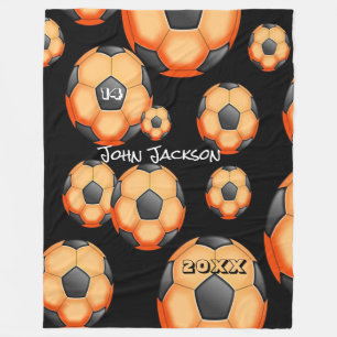 Polaire Couverture de soccer orange et noir avec le nom du