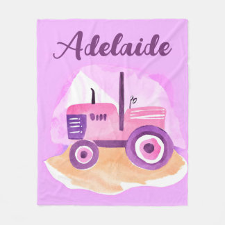 Polaire Couverture de tracteur rose et violet personnalisé
