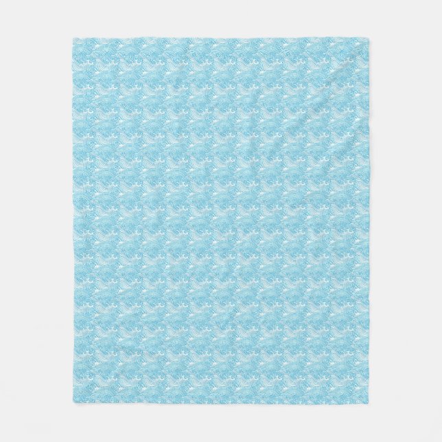 Polaire Couverture de vagues japonaises bleu clair (Devant)