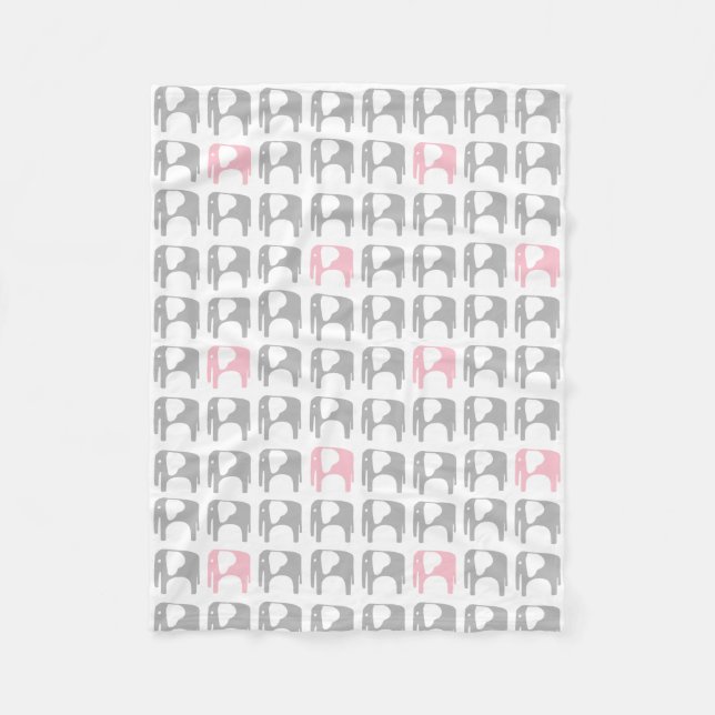 Polaire Couverture d'éléphant - gris et rose (Devant)
