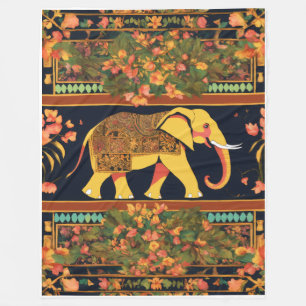 Polaire Couverture d'impression d'éléphant indien - douce,