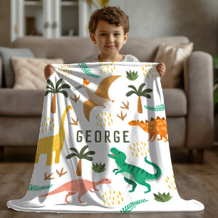 Polaire Couverture dinosaure T-Rex jungle garçons