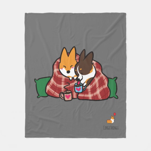 Polaire Couverture d'ouatine de câlin de corgi (Devant)