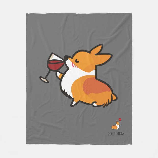 Polaire Couverture d'ouatine de vin de corgi (Devant)