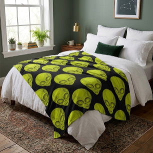 Polaire Couverture Douce Tête d'Alien Vert