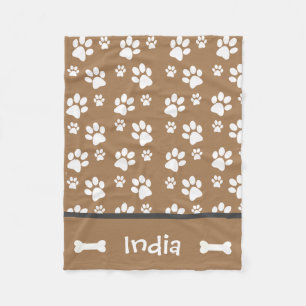 Polaire Couverture Empreinte de patte de chien personnalis