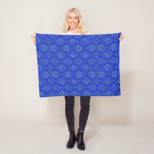Polaire Couverture en Damassé Floral Bleu Royal