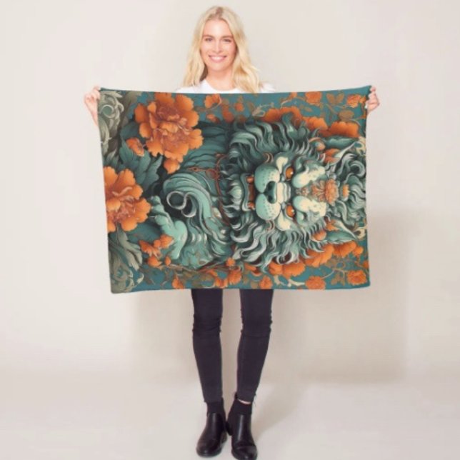 Polaire Couverture en laine de lion de sagesse Flu (Asian Lion Head  blanket - soft and colourful available  in 3 different sizes. 
)