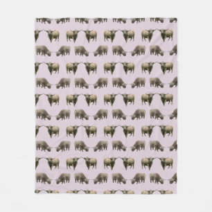 Polaire Couverture en laine Highland Cow Frenzy (Rose Pous