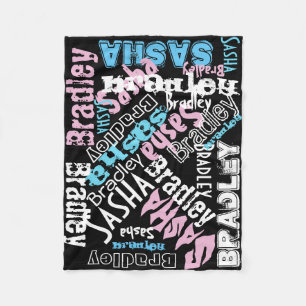 Polaire Couverture en laine vierge noire Noms Tableau noir