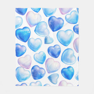 Polaire Couverture en molleton à cœur bleu aquarelle