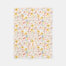 Couverture en molleton à monogramme floral de fleu