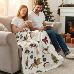 Polaire Couverture en molleton à motif de jouets de Noël v