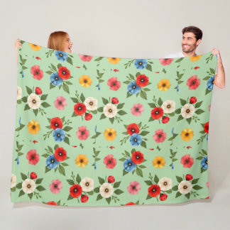 Polaire Couverture en molleton à motif floral de pavot col