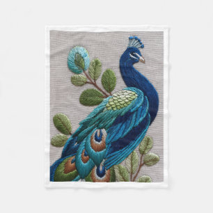 Polaire Couverture en molleton à motif paon et feuilles de