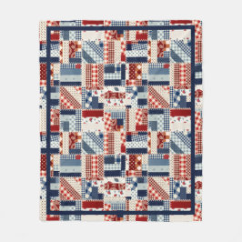 Polaire Couverture en molleton à motif patchwork rouge, bl