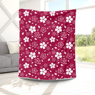 Polaire Couverture en molleton à motif Sakura rouge