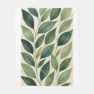 Polaire Couverture en molleton de feuilles vertes botaniqu