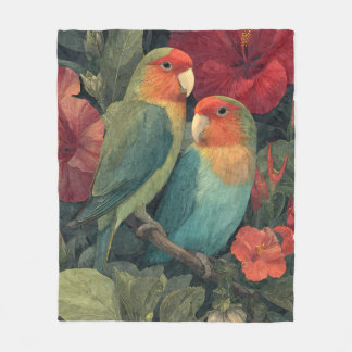 Polaire Couverture en molleton fleuri d'oiseaux amoureux t