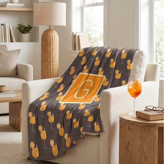 Polaire Couverture en molleton Monogram Aperol Spritz  (Créateur téléchargé)
