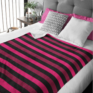 Polaire Couverture en molleton rayée magenta et noir grand