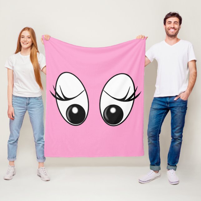 Polaire Couverture en molleton rose drôle avec des yeux su (En situation)