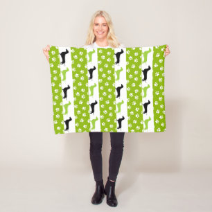 Polaire Couverture en molleton vert citron, noir et blanc