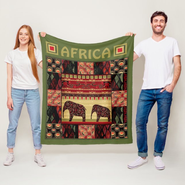 Polaire Couverture en toison de patchwork africain (En situation)