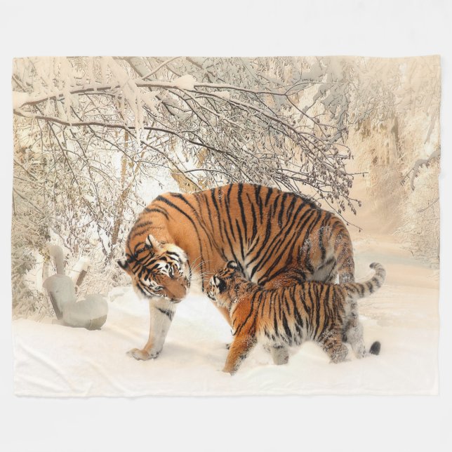 Polaire Couverture faite sur commande de mère de tigre et (Devant (Horizontal))