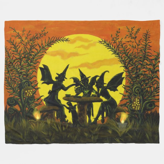 Polaire Couverture féerique de sorcières de Halloween (Devant (Horizontal))