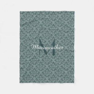 Polaire Couverture florale turquoise d'ouatine de damassé