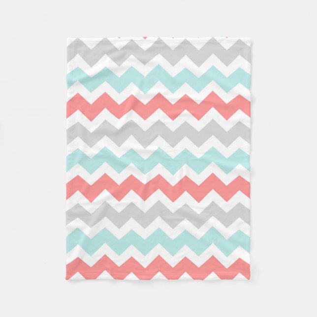 Polaire Couverture grise de corail turquoise de motif de (Devant)