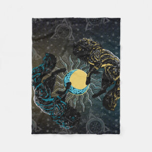 Polaire Couverture Loups Viking Soleil Lune Mythologie Nor