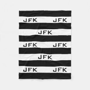 Polaire Couverture monogramme rayé noir et blanc