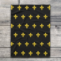 Couverture noire avec motif Fleur de Lys Or