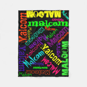 Polaire Couverture noire couleur vive néon nom collage