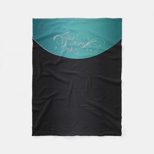 Polaire Couverture noire et turquoise de jet d'ouatine (Devant)