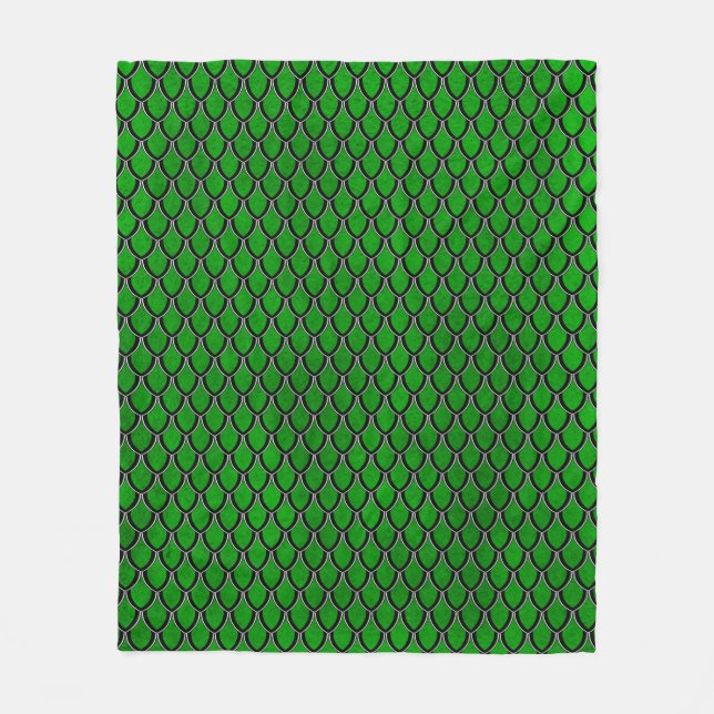 Polaire Couverture noire verte d'échelle de dragon (Devant)
