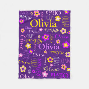 Polaire Couverture nommée de fleur d'Olivia de filles
